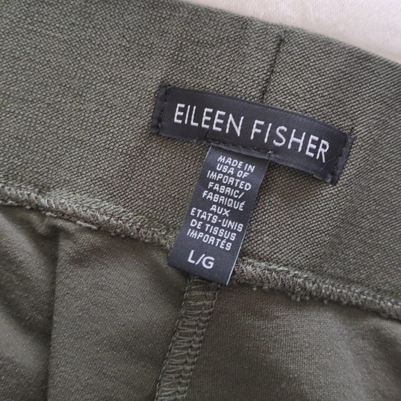 Eileen Fisher Slim Ankle Pant washable Stretch Crepe olive green - Picture 10 of 11
